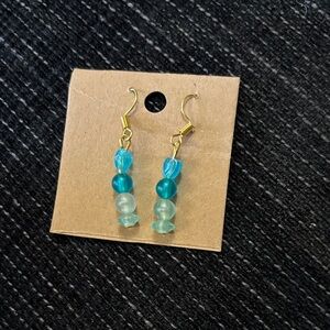 Elegant Blue and Gold Beaded Earrings